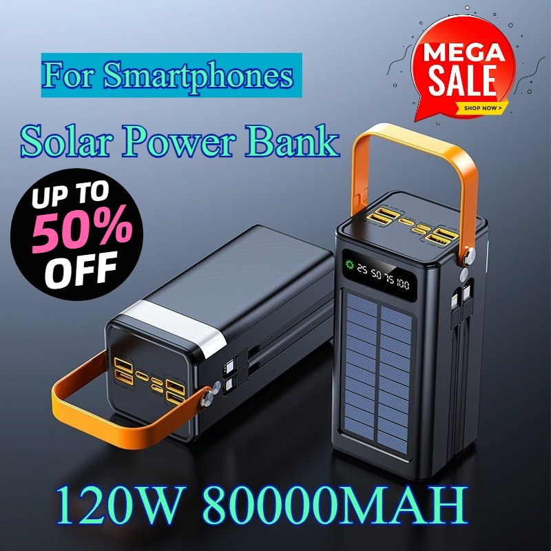 80000mAh Solar Power Bank 120W - đánh giá và giá Solar Emergency Charger