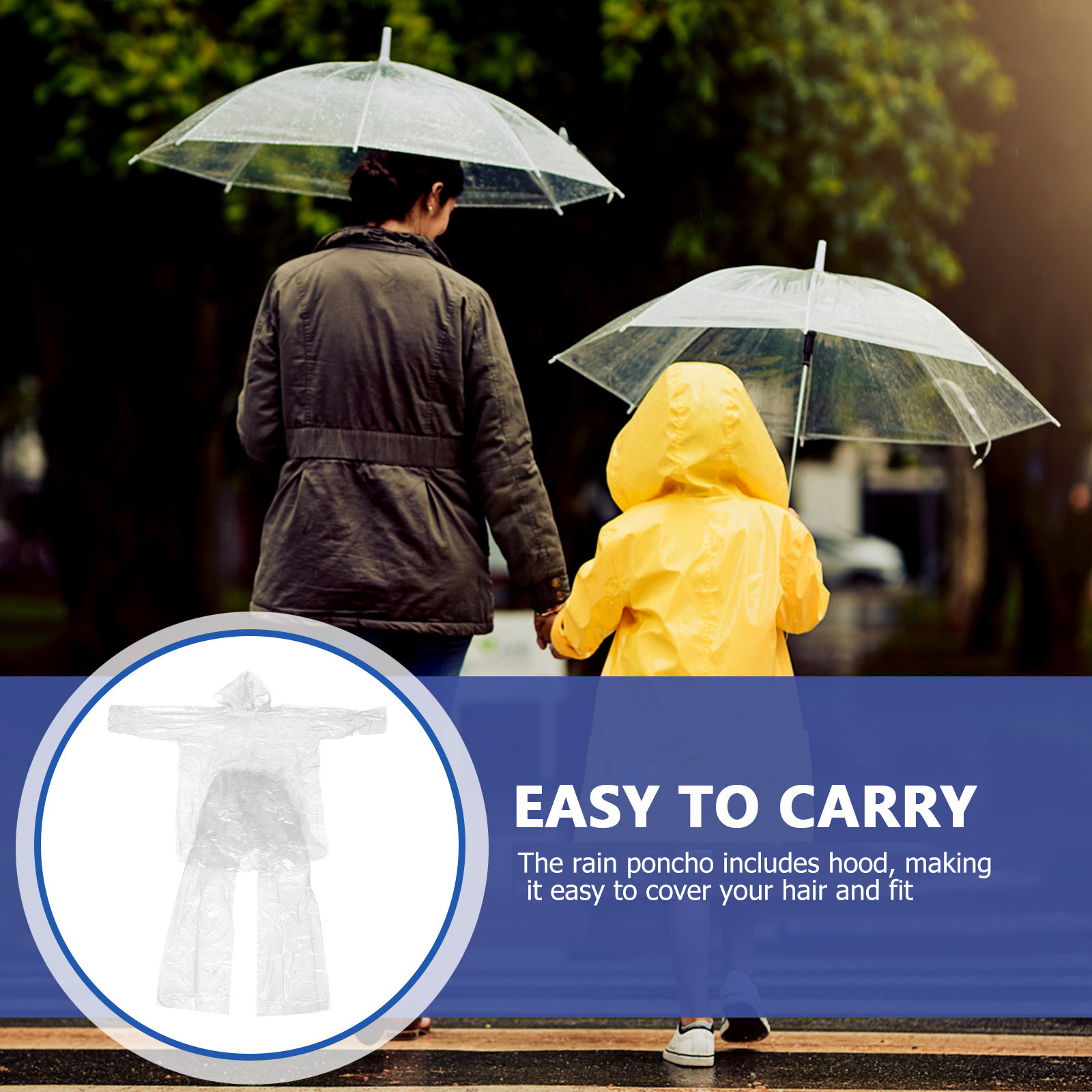 Hooded Clear Rain Poncho Set W - đánh giá và giá Emergency Poncho Rain